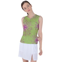 Dandelion Flower Background Nature Flora Drawing Women s Sleeveless Sports Top by Uceng