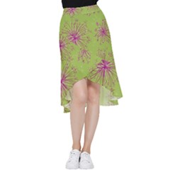 Dandelion Flower Background Nature Flora Drawing Frill Hi Low Chiffon Skirt by Uceng