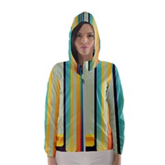 Colorful Rainbow Striped Pattern Stripes Background Women s Hooded Windbreaker by Uceng