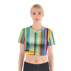 Colorful Rainbow Striped Pattern Stripes Background Cotton Crop Top by Uceng