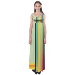 Colorful Rainbow Striped Pattern Stripes Background Empire Waist Maxi Dress by Uceng