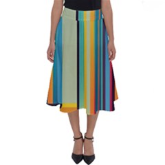 Colorful Rainbow Striped Pattern Stripes Background Perfect Length Midi Skirt by Uceng