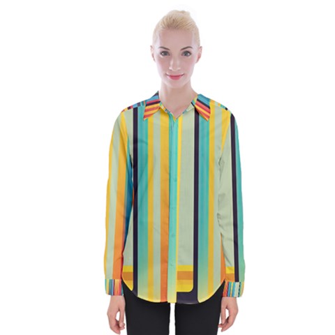 Colorful Rainbow Striped Pattern Stripes Background Womens Long Sleeve Shirt by Uceng