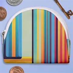 Colorful Rainbow Striped Pattern Stripes Background Horseshoe Style Canvas Pouch by Uceng