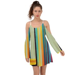 Colorful Rainbow Striped Pattern Stripes Background Boho Dress by Uceng