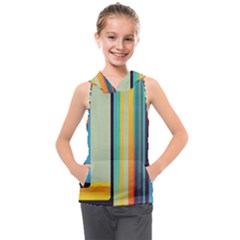 Colorful Rainbow Striped Pattern Stripes Background Kids  Sleeveless Hoodie by Uceng