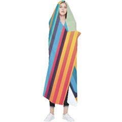 Colorful Rainbow Striped Pattern Stripes Background Wearable Blanket by Uceng