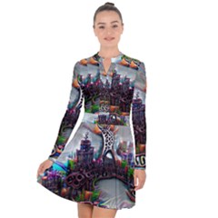 Abstract Art Psychedelic Art Experimental Long Sleeve Panel Dress by Uceng