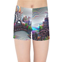 Abstract Art Psychedelic Art Experimental Kids  Sports Shorts by Uceng