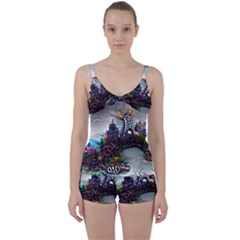 Abstract Art Psychedelic Art Experimental Tie Front Two Piece Tankini by Uceng