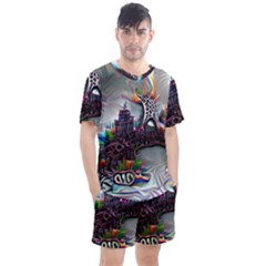 Abstract Art Psychedelic Art Experimental Men s Mesh Tee And Shorts Set