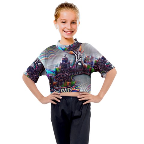 Abstract Art Psychedelic Art Experimental Kids Mock Neck Tee by Uceng