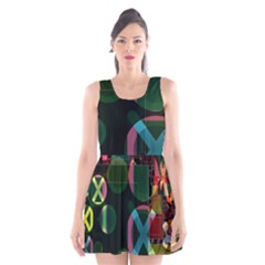 Abstract Color Texture Creative Scoop Neck Skater Dress by Uceng