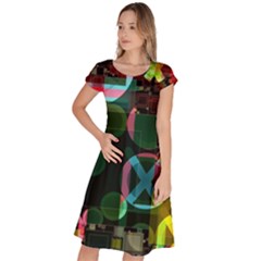 Abstract Color Texture Creative Classic Short Sleeve Dress by Uceng