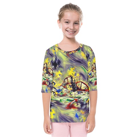 Abstract Arts Psychedelic Art Experimental Kids  Quarter Sleeve Raglan Tee by Uceng