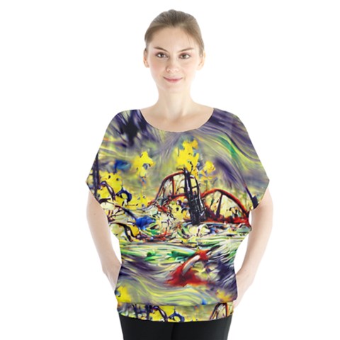 Abstract Arts Psychedelic Art Experimental Batwing Chiffon Blouse by Uceng