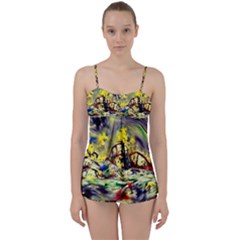 Abstract Arts Psychedelic Art Experimental Babydoll Tankini Set by Uceng