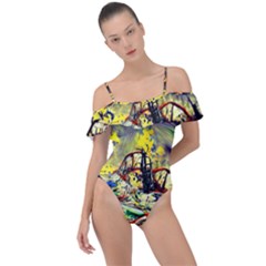 Abstract Arts Psychedelic Art Experimental Frill Detail One Piece Swimsuit by Uceng