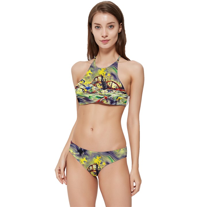 Abstract Arts Psychedelic Art Experimental Banded Triangle Bikini Set