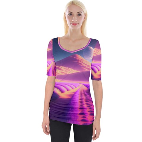 Fantasy Art Wallpaper Artwork Desktop Wide Neckline Tee by Uceng