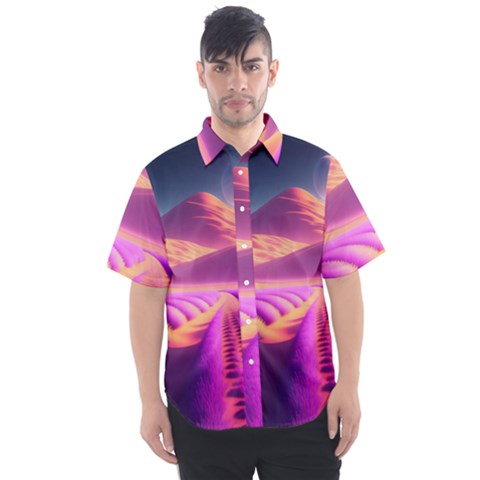 Fantasy Art Wallpaper Artwork Desktop Men s Short Sleeve Shirt by Uceng