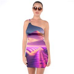 Fantasy Art Wallpaper Artwork Desktop One Shoulder Ring Trim Bodycon Dress by Uceng