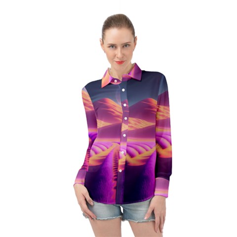 Fantasy Art Wallpaper Artwork Desktop Long Sleeve Chiffon Shirt by Uceng