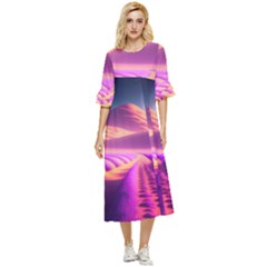 Fantasy Art Wallpaper Artwork Desktop Double Cuff Midi Dress by Uceng