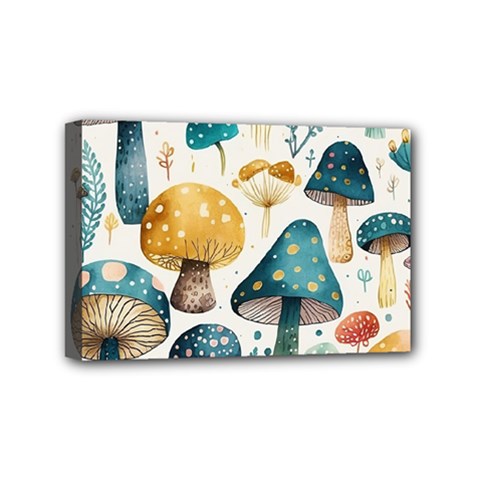 Mushroom Forest Fantasy Flower Nature Mini Canvas 6  X 4  (stretched) by Uceng