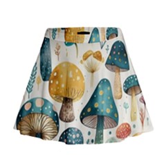 Mushroom Forest Fantasy Flower Nature Mini Flare Skirt by Uceng