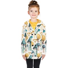 Mushroom Forest Fantasy Flower Nature Kids  Double Breasted Button Coat by Uceng