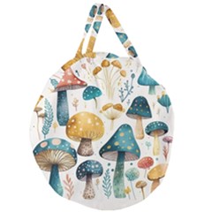 Mushroom Forest Fantasy Flower Nature Giant Round Zipper Tote by Uceng