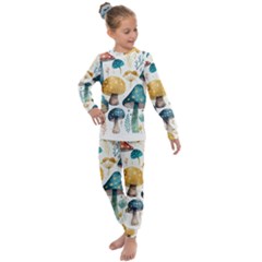 Mushroom Forest Fantasy Flower Nature Kids  Long Sleeve Set  by Uceng