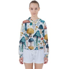 Mushroom Forest Fantasy Flower Nature Women s Tie Up Sweat by Uceng