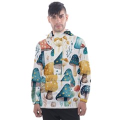 Mushroom Forest Fantasy Flower Nature Men s Front Pocket Pullover Windbreaker by Uceng