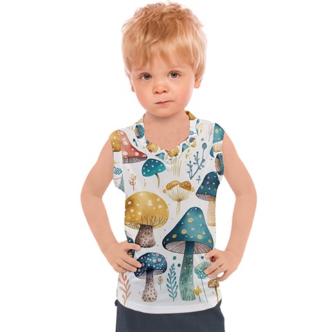 Mushroom Forest Fantasy Flower Nature Kids  Sport Tank Top by Uceng