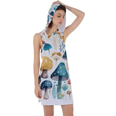 Mushroom Forest Fantasy Flower Nature Racer Back Hoodie Dress by Uceng