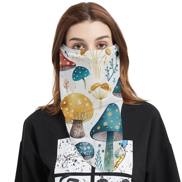 Mushroom Forest Fantasy Flower Nature Face Covering Bandana (Triangle)