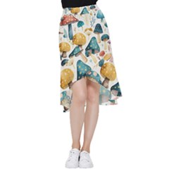 Mushroom Forest Fantasy Flower Nature Frill Hi Low Chiffon Skirt by Uceng