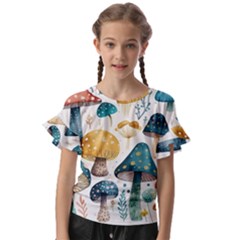 Mushroom Forest Fantasy Flower Nature Kids  Cut Out Flutter Sleeves by Uceng