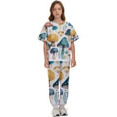 Mushroom Forest Fantasy Flower Nature Kids  Tee And Pants Sports Set by Uceng