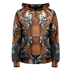 Tiger Animal Feline Predator Portrait Carnivorous Women s Pullover Hoodie