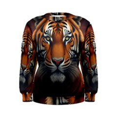 Tiger Animal Feline Predator Portrait Carnivorous Women s Sweatshirt