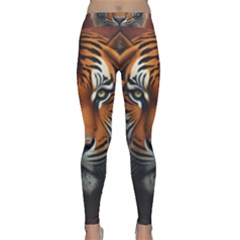 Tiger Animal Feline Predator Portrait Carnivorous Classic Yoga Leggings by Uceng