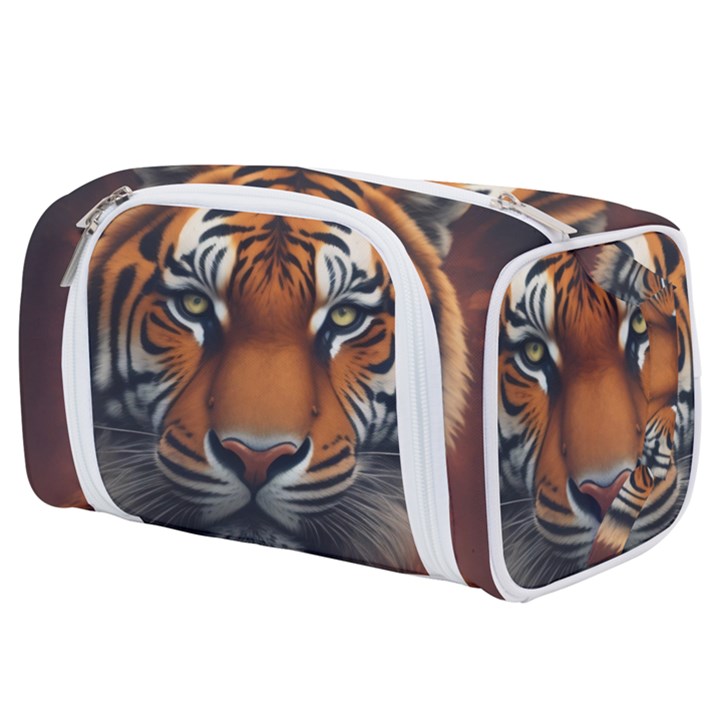 Tiger Animal Feline Predator Portrait Carnivorous Toiletries Pouch