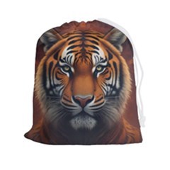 Tiger Animal Feline Predator Portrait Carnivorous Drawstring Pouch (2xl) by Uceng