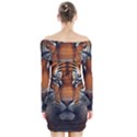 Tiger Animal Feline Predator Portrait Carnivorous Long Sleeve Off Shoulder Dress View2