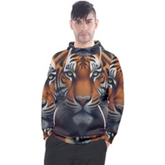 Tiger Animal Feline Predator Portrait Carnivorous Men s Pullover Hoodie