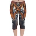 Tiger Animal Feline Predator Portrait Carnivorous Velvet Capri Leggings  View1