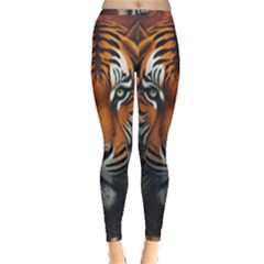 Tiger Animal Feline Predator Portrait Carnivorous Inside Out Leggings by Uceng